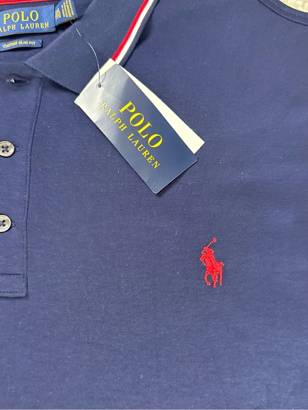 Polo by Ralph Lauren Men's Navy Short-Sleeve Signature Polo XXL Slim Fit NWT